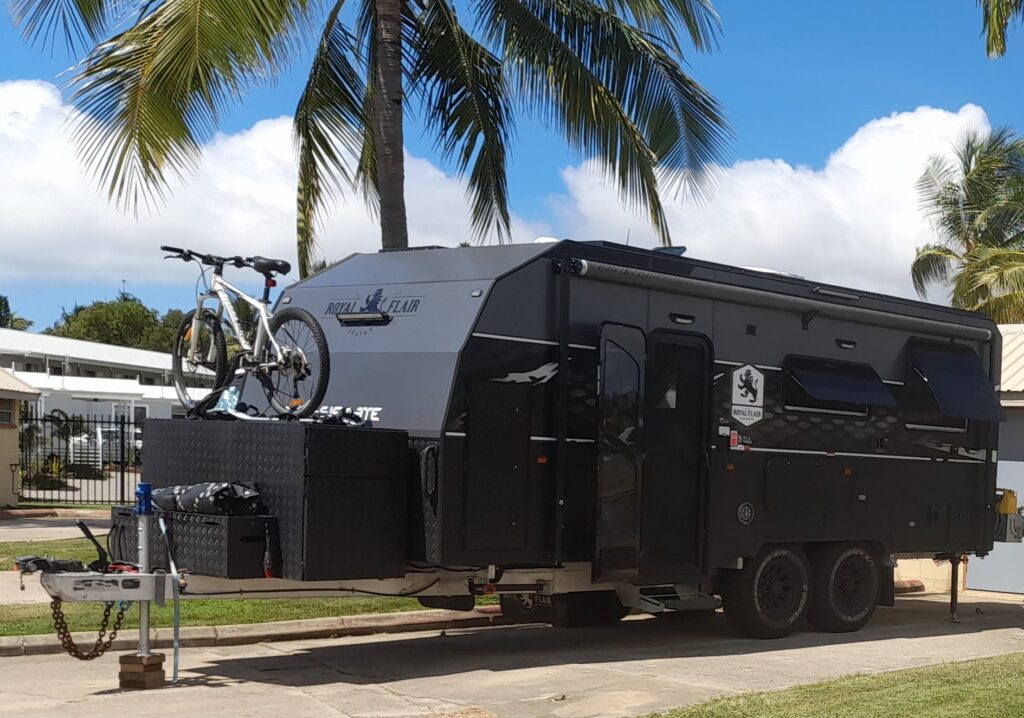 2022 Royal Flair Aussiemate | External with Bike racks 2 | Find My Van | Caravan Broker | Caravan Sale Australia