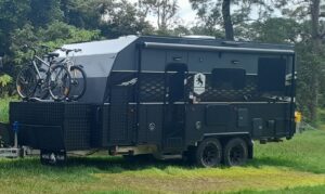 2022 Royal Flair Aussiemate | External with Bike racks | Find My Van | Caravan Broker | Caravan Sale Australia