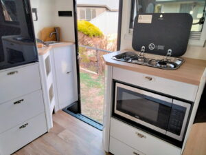 2024 Ezytrail Airlie 11 | Entry way and Kitchen | Find My Van | Caravan Broker | Caravan Sale Australia