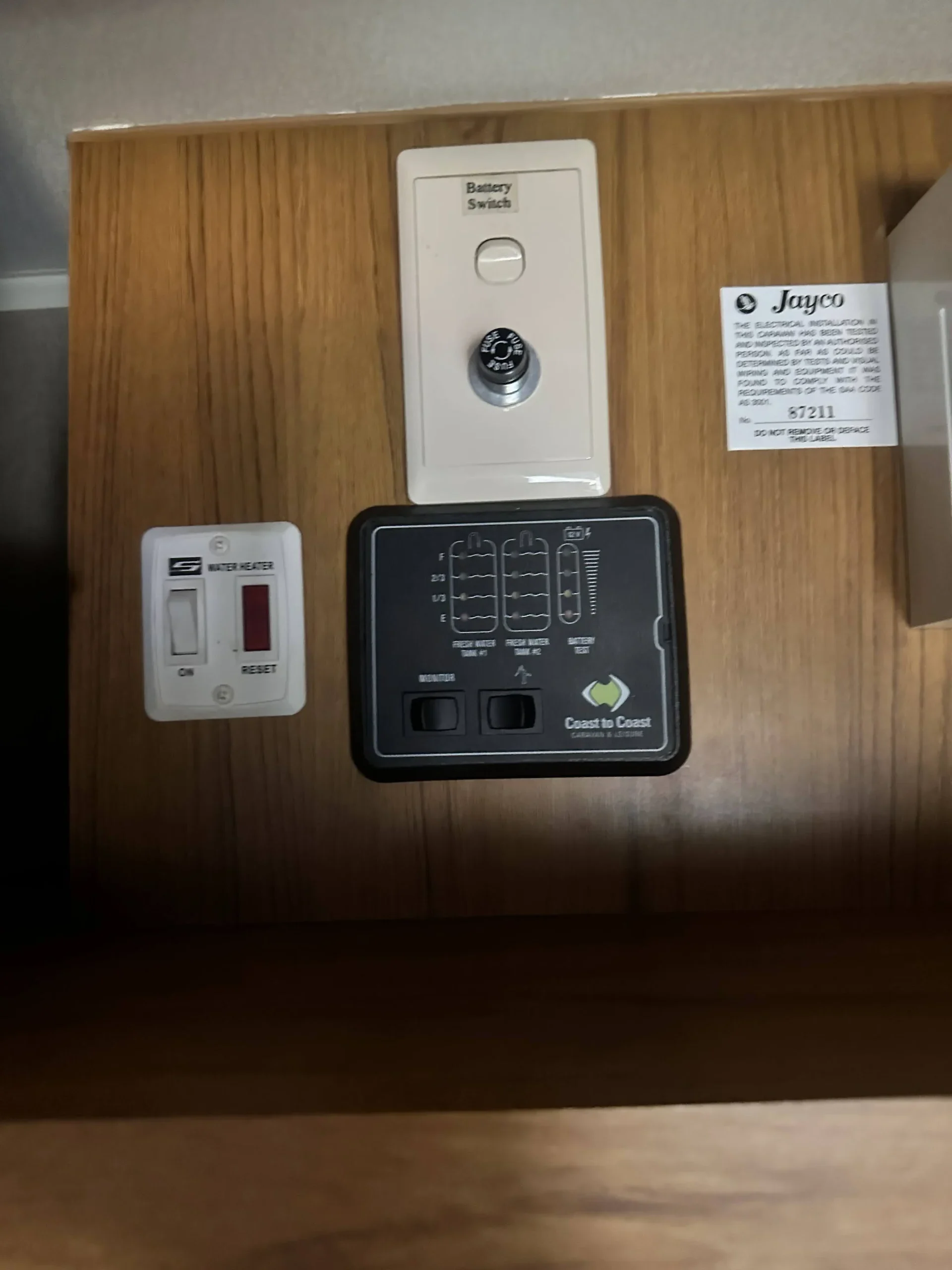 2010 Jayco Sterling | Controls | Find My Van | Caravan Broker | Caravan Sale NT Australia