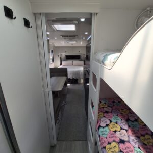 2023 Franklin Razor Triple Bunk | Long View from Bunk Beds | Find My Van | Caravan Broker | Caravan for Sale in SA Australia