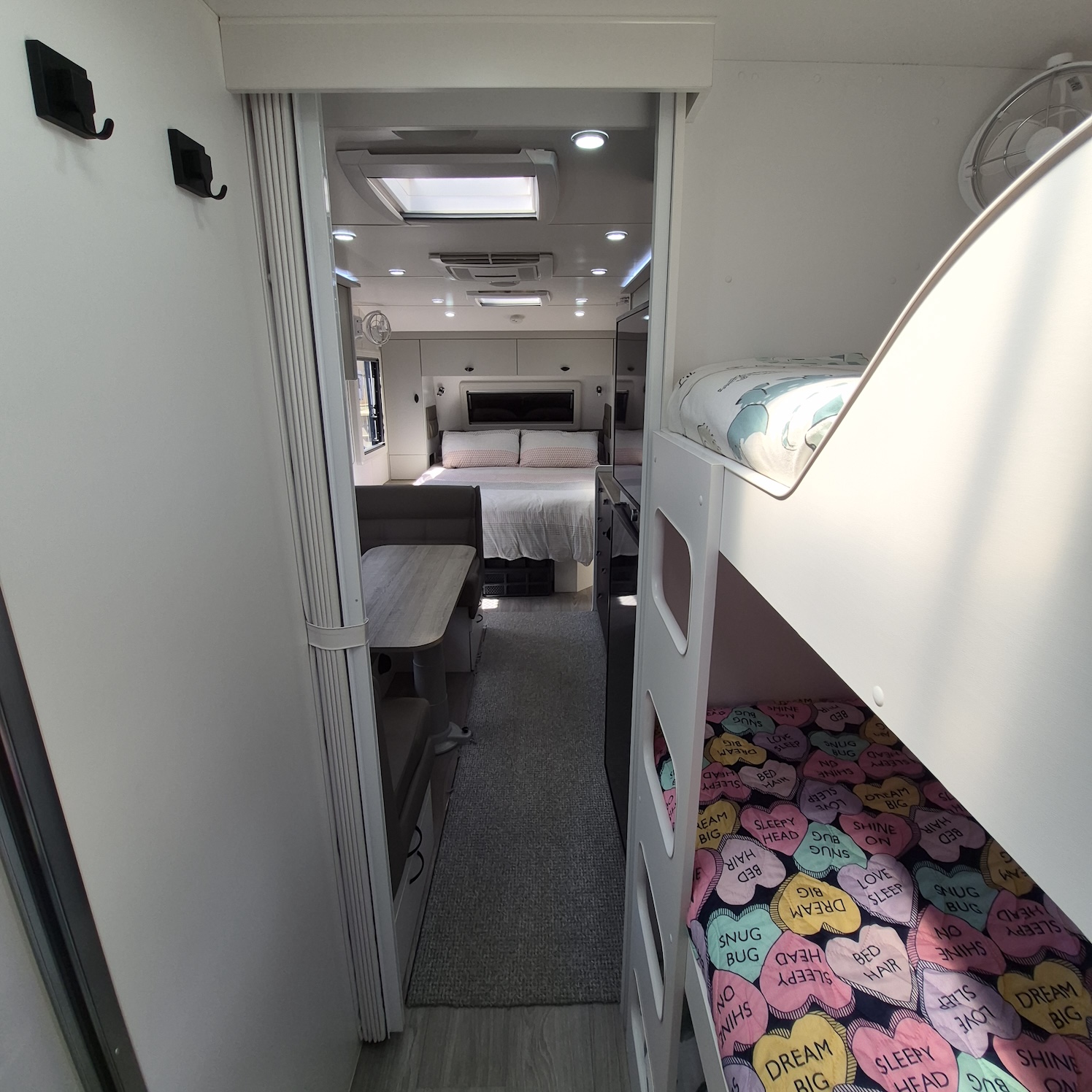 2023 Franklin Razor Triple Bunk | Long View from Bunk Beds | Find My Van | Caravan Broker | Caravan for Sale in SA Australia
