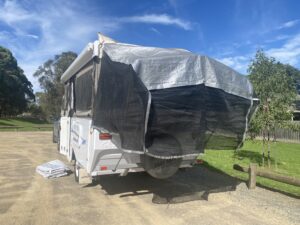 2017 Goldstream Wing 3 External with shade Find My Van Caravan Broker Caravan for Sale in VIC Australia